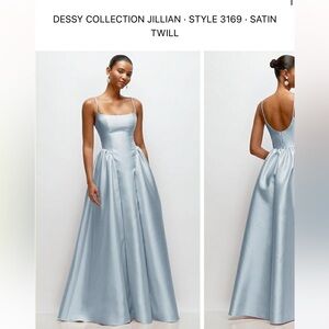 Dessy Collection Strapless Satin Dress in Light Blue